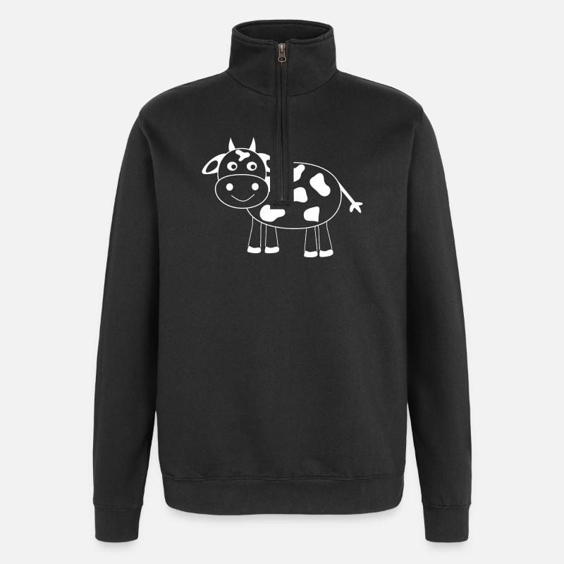 Kuh weiß Geschenk Bauern - Quarter-Zip-Sweatshirt - Schwarz