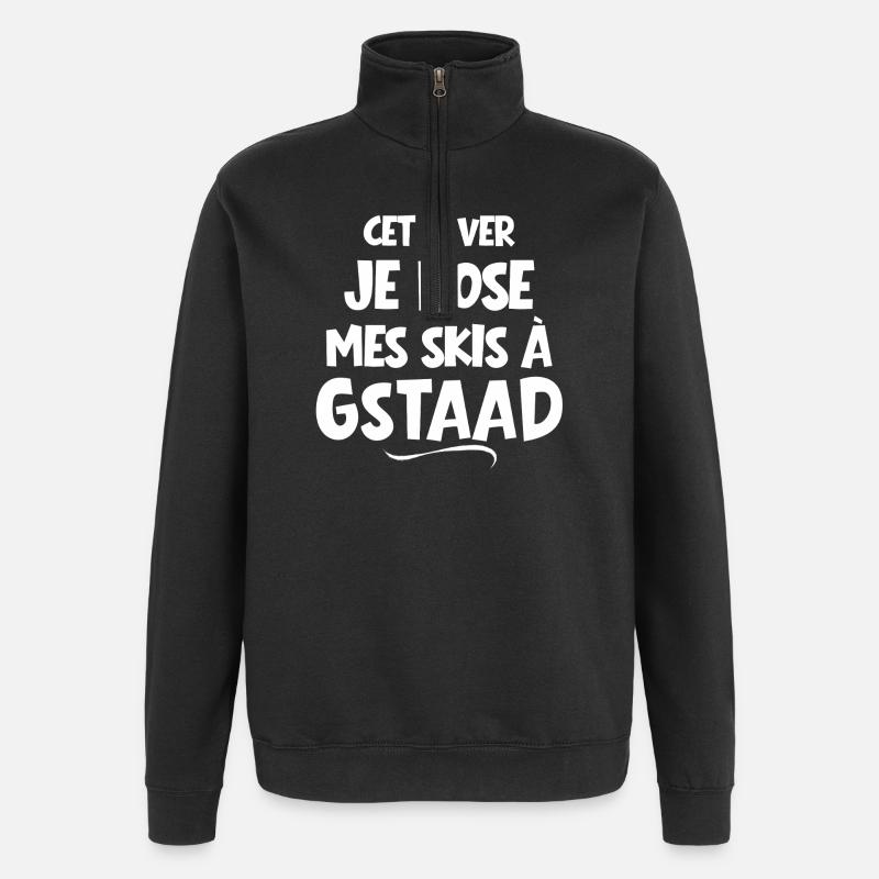 station de ski, skier, Gstaad - Sweat à zip 1/4 - noir