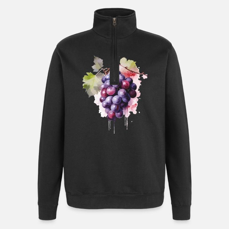 Raisins Aquarelle - Sweat à zip 1/4 - noir