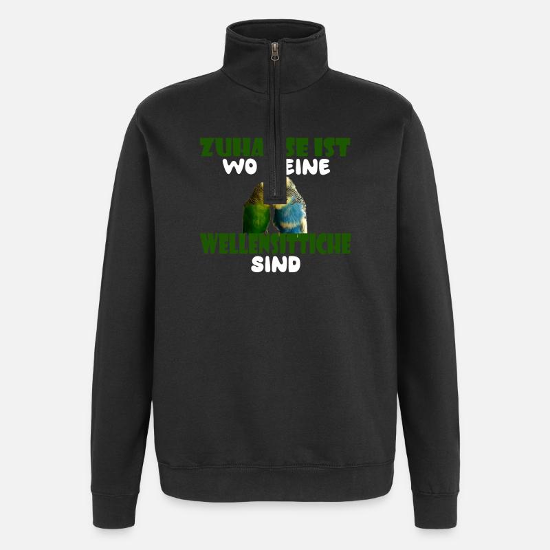 Home is where my budgies are - Quarter-Zip Sweatshirt - black