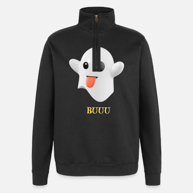 Fantôme duveteux à la langue - Sweat à zip 1/4 - noir