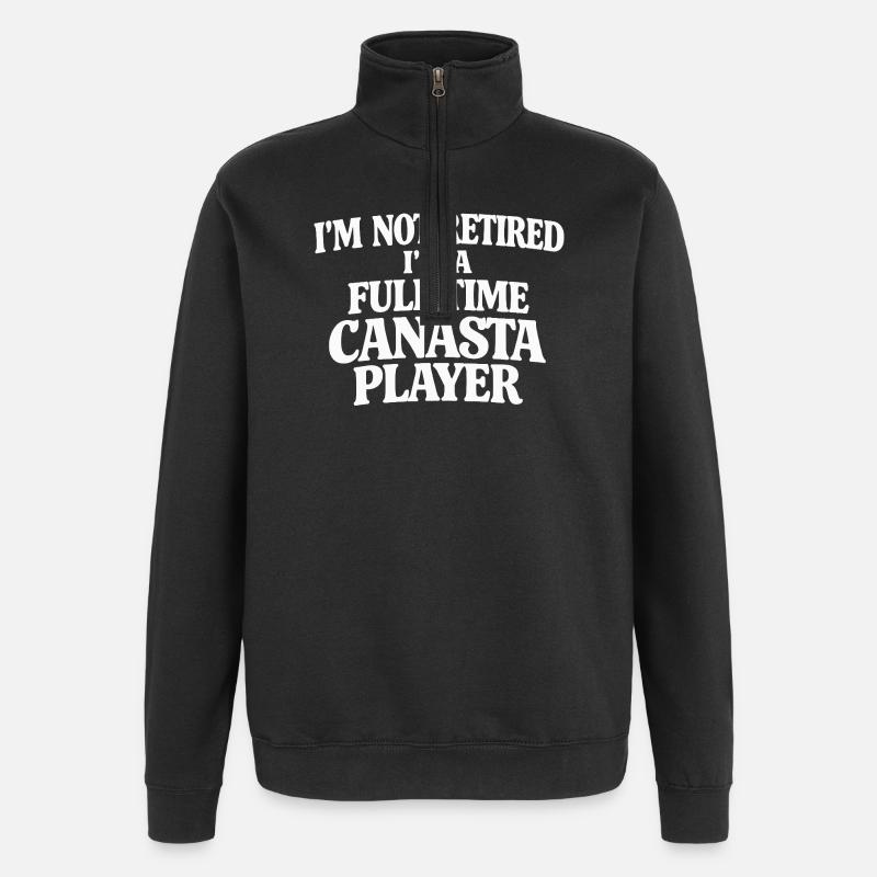 Full-time Canasta player - Quarter-Zip Sweatshirt - black