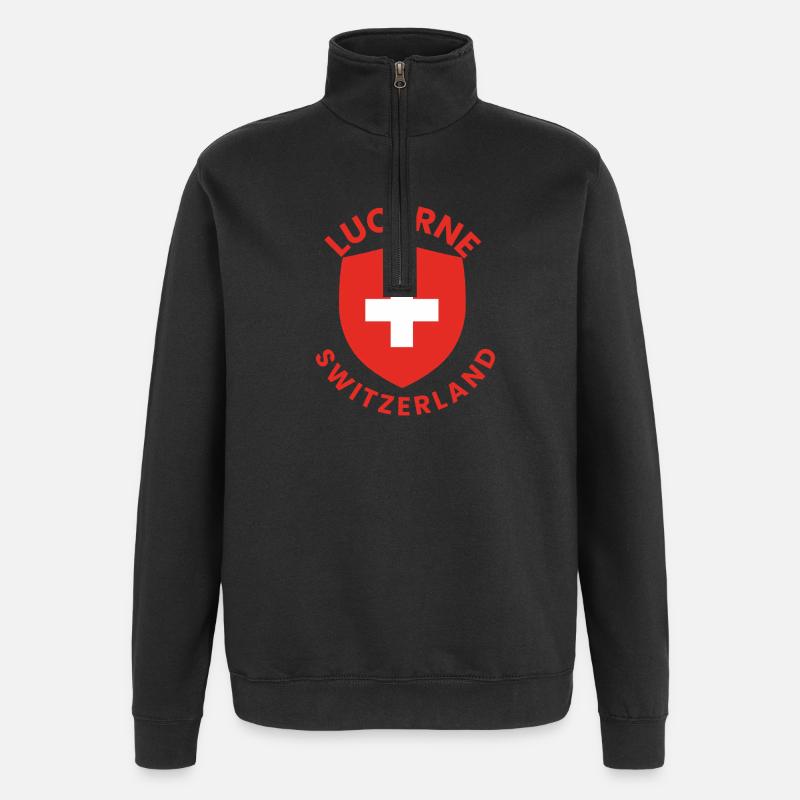 Lucerne Shield Design Switzerland - Quarter-Zip Sweatshirt - black