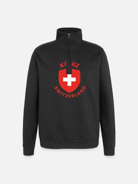 Köniz Switzerland Shield Emblem - Quarter-Zip Sweatshirt - black