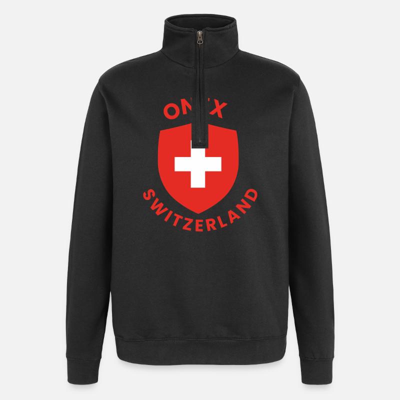 Bouclier suisse avec croix blanche - Sweat à zip 1/4 - noir