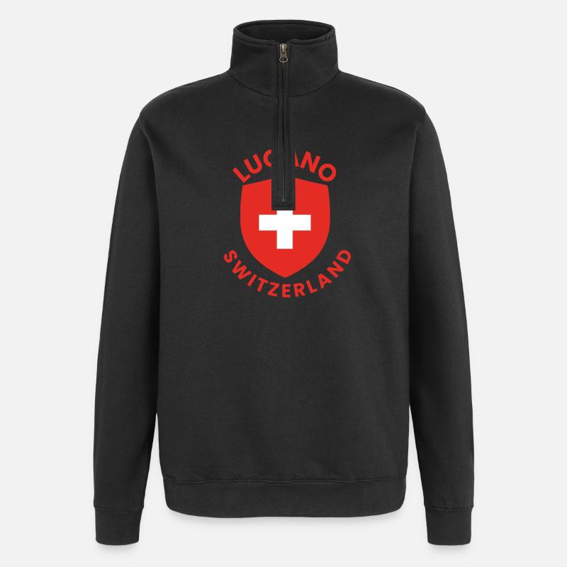 Lugano-Schildemblem - Quarter-Zip-Sweatshirt - Schwarz