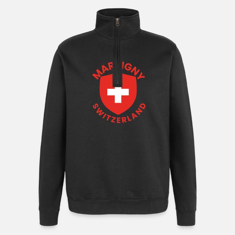 Bouclier suisse de Martigny - Sweat à zip 1/4 - noir