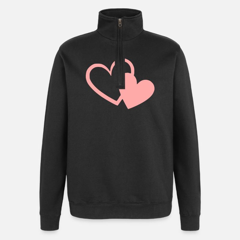 Saint-Valentin Cœur Rose, St.valentin - Sweat à zip 1/4 - noir