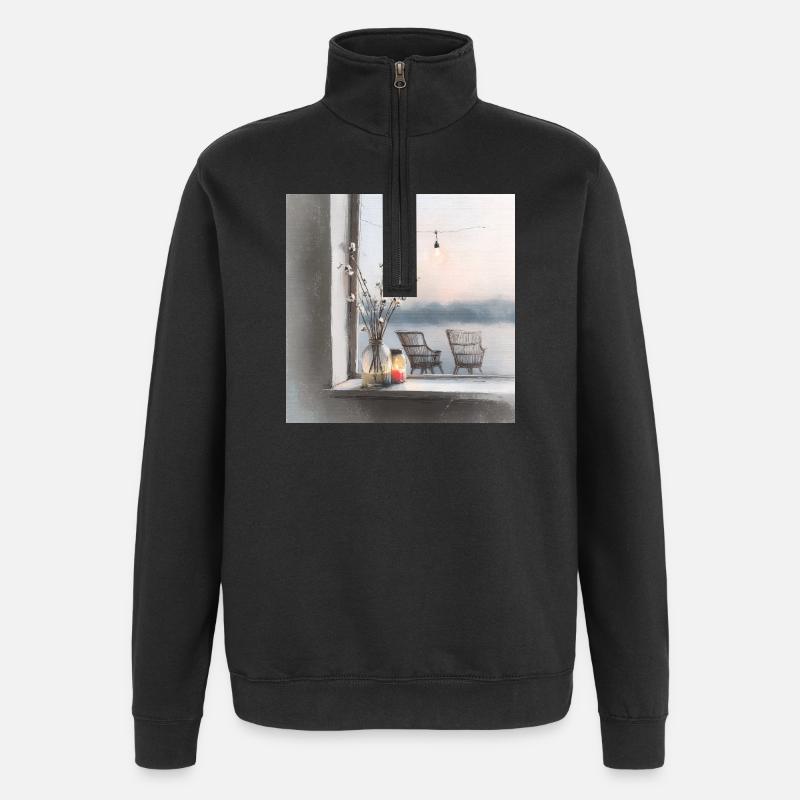 Ein ruhiger Ort am Wasser - Quarter-Zip-Sweatshirt - Schwarz