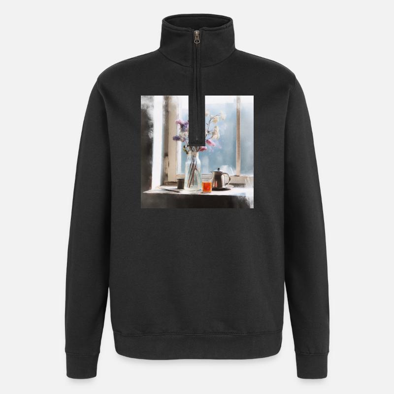 Friedliche Ruhe - Quarter-Zip-Sweatshirt - Schwarz