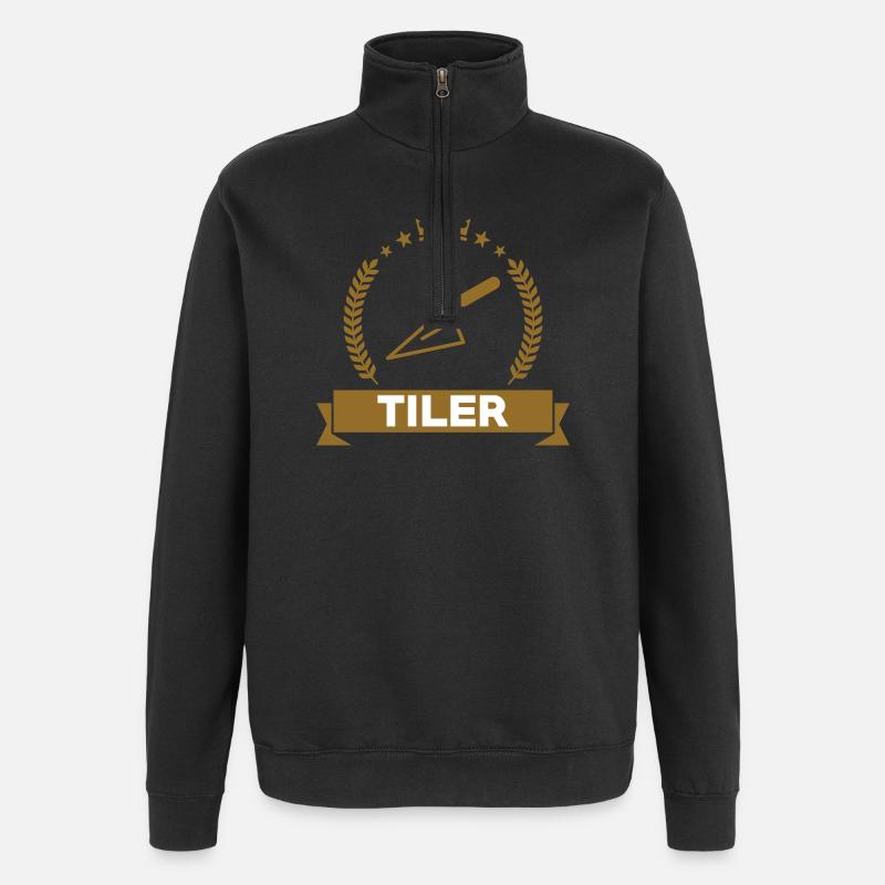 Carreleur – pro carrelage pose précision métier  - Sweat à zip 1/4 - noir
