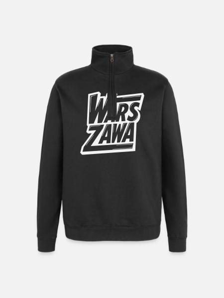 Varsovie, logo de Varsovie - Sweat à zip 1/4 - noir