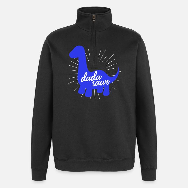 Daddysaurus Rex Funny Dinosaur Slogan Design - Quarter-Zip Sweatshirt - black