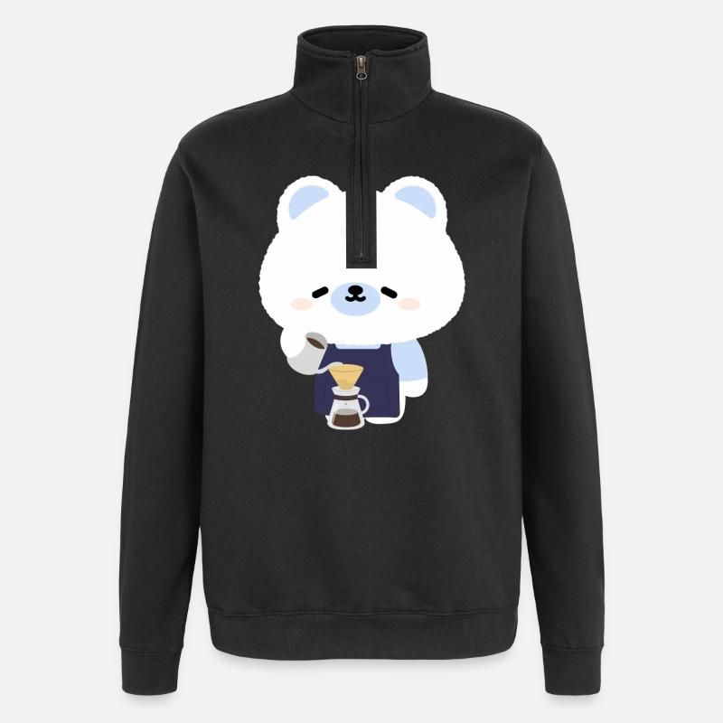 Barista Polar Bear Douillet - Sweat à zip 1/4 - noir