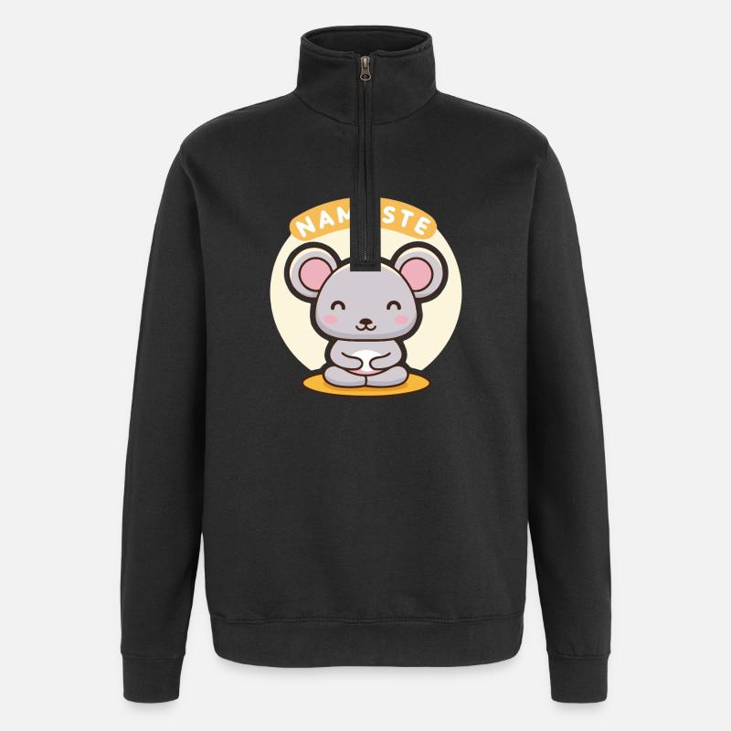 Namaste Zen Maus - Quarter-Zip-Sweatshirt - Schwarz