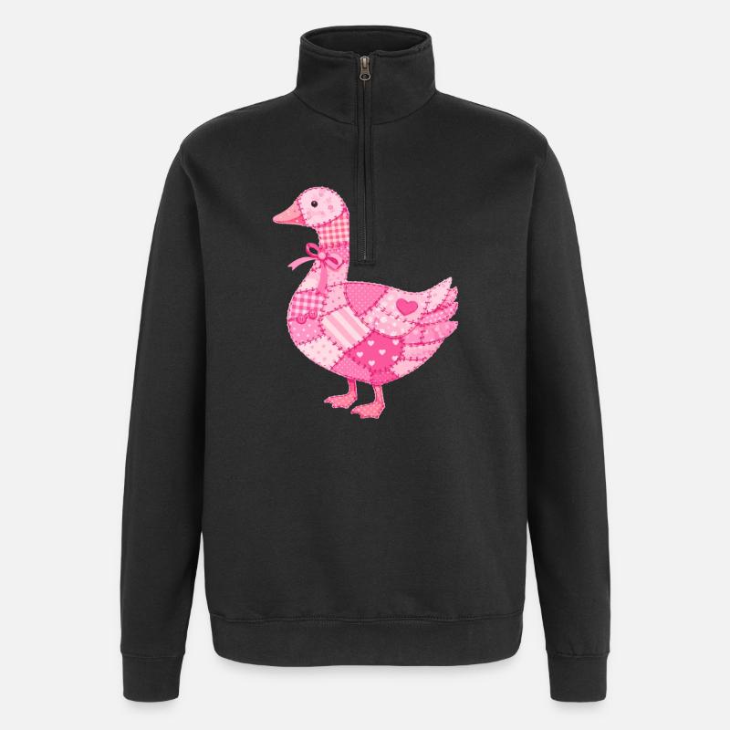 Patchwork Ente Rosa - Quarter-Zip-Sweatshirt - Schwarz