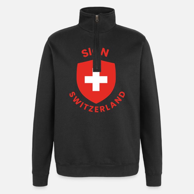 Sion Schweizer Schildemblem - Quarter-Zip-Sweatshirt - Schwarz