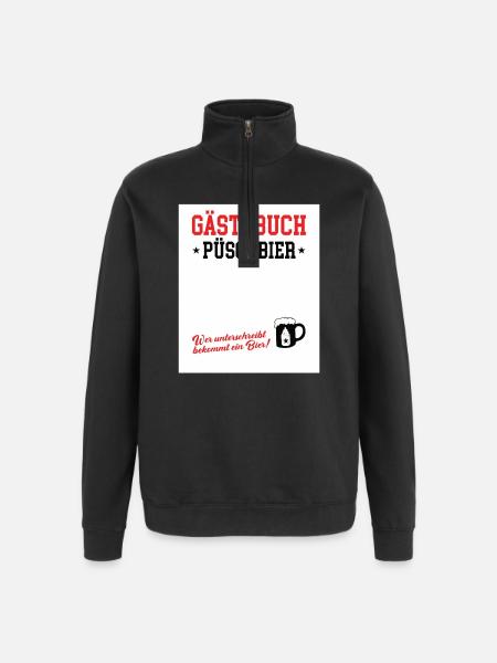 Guestbook Püschbier Babyshower Pullerparty New Papa - Quarter-Zip Sweatshirt - black
