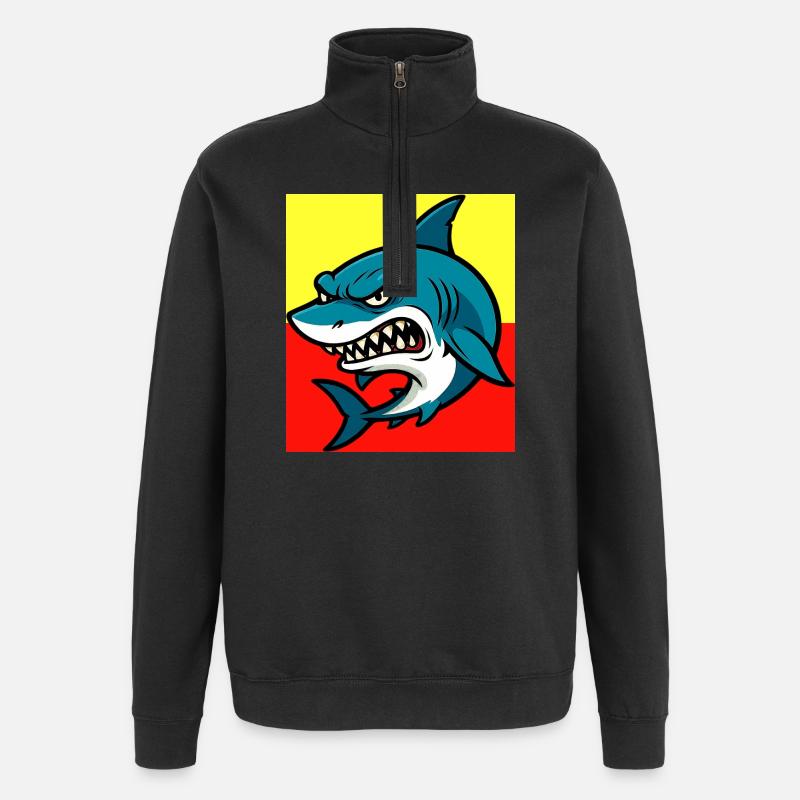 Requin - Sweat à zip 1/4 - noir