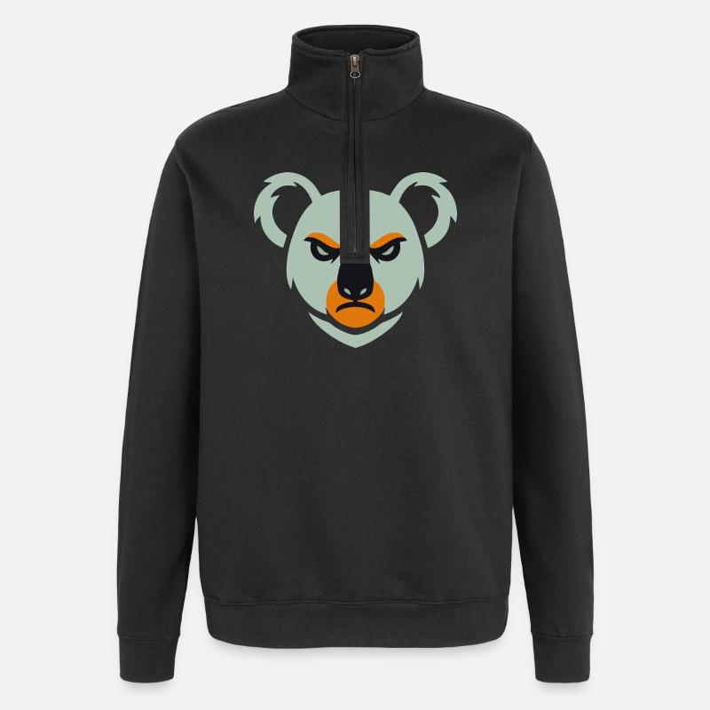 Angry Koala Look - Quarter-Zip Sweatshirt - black