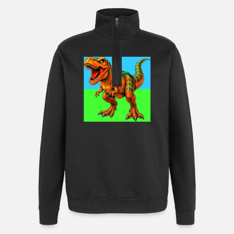 Dinosaurier - Quarter-Zip-Sweatshirt - Schwarz