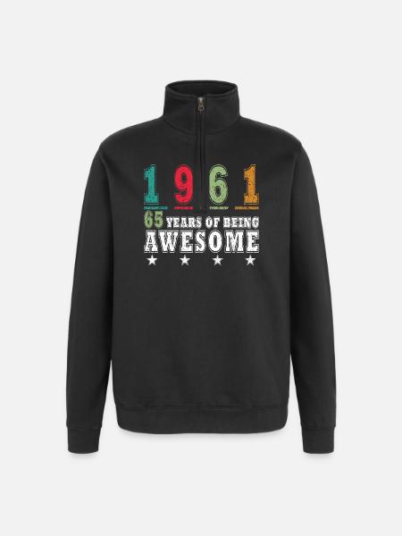 65TH BIRTHDAY ORIGINAL 1961 - Quarter-Zip Sweatshirt - black