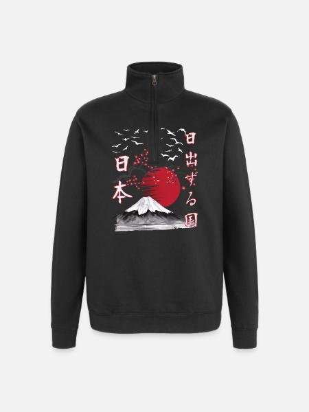 Japan Vintage Land of the Rising Sun - Quarter-Zip Sweatshirt - black