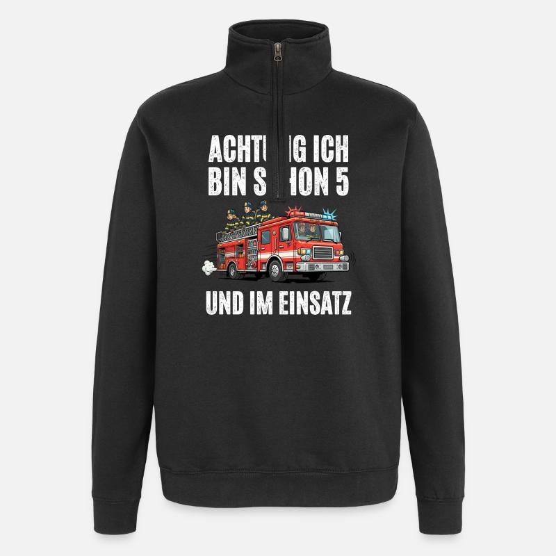 5th Birthday Fire Brigade - Quarter-Zip Sweatshirt - black
