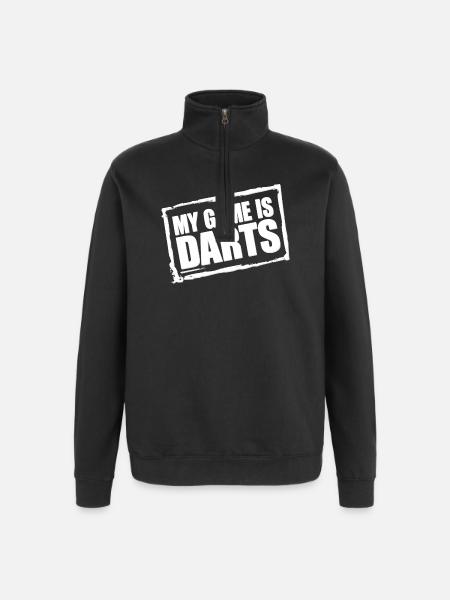 Darts Fun-hettegenser og -skjorte for ekte dartfans - Collegegenser med 1/4 glidelås - svart