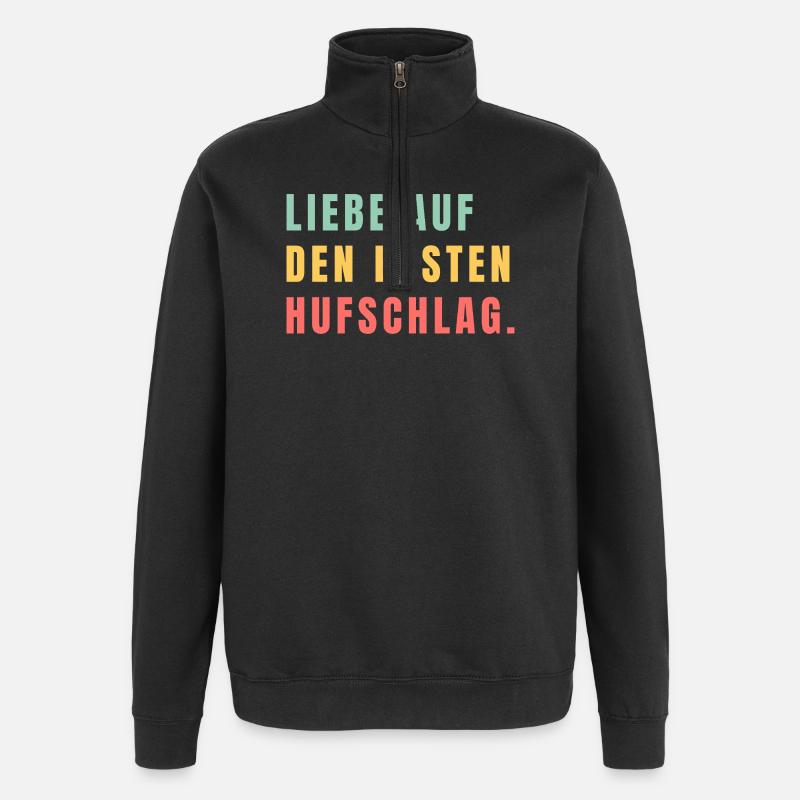 Liebe auf den ersten Hufschlag - Quarter-Zip-Sweatshirt - Schwarz