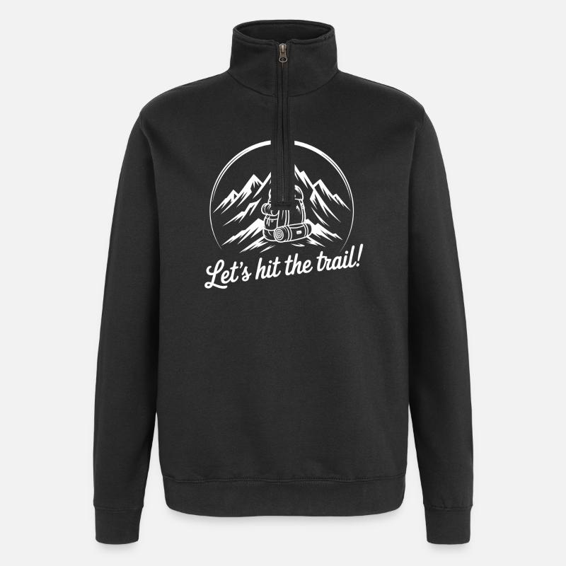 Bergpfad Abenteuer Rucksackdesign - Quarter-Zip-Sweatshirt - Schwarz
