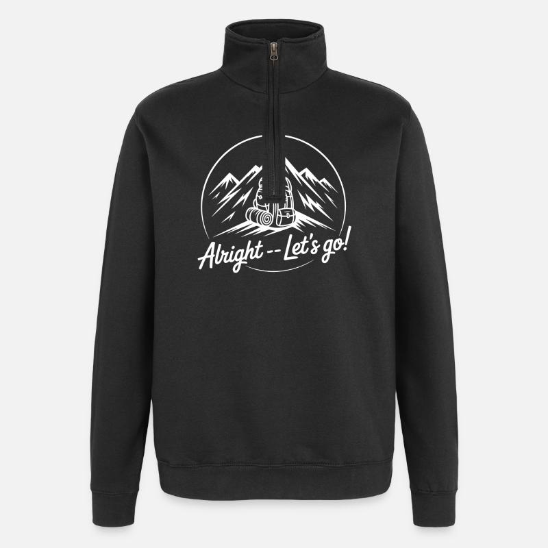 Bergabenteuer mit Rucksack - Quarter-Zip-Sweatshirt - Schwarz