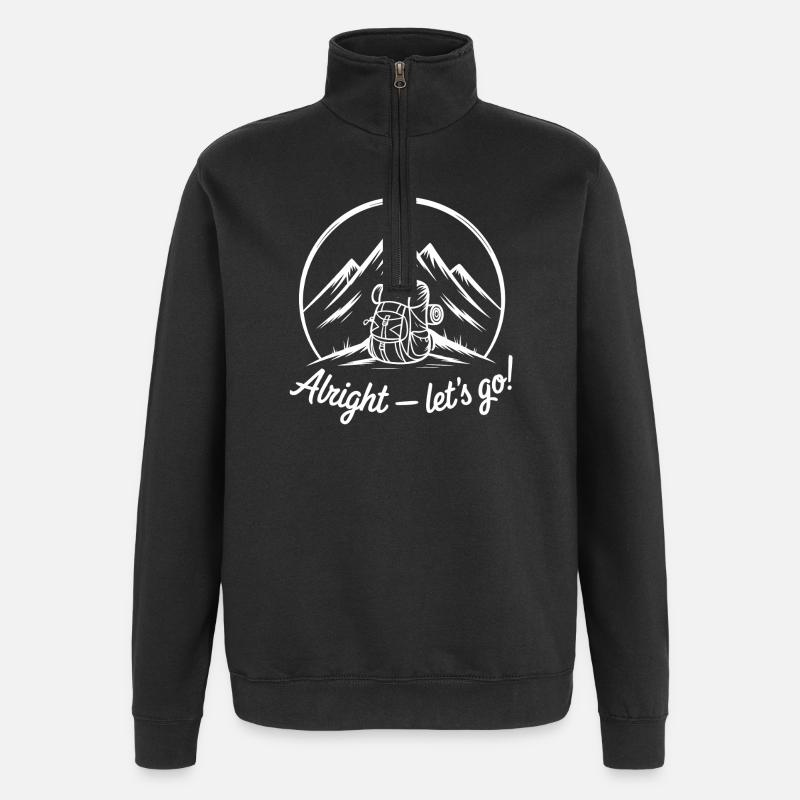 Bergpfad Abenteuer Rucksack Grafik - Quarter-Zip-Sweatshirt - Schwarz