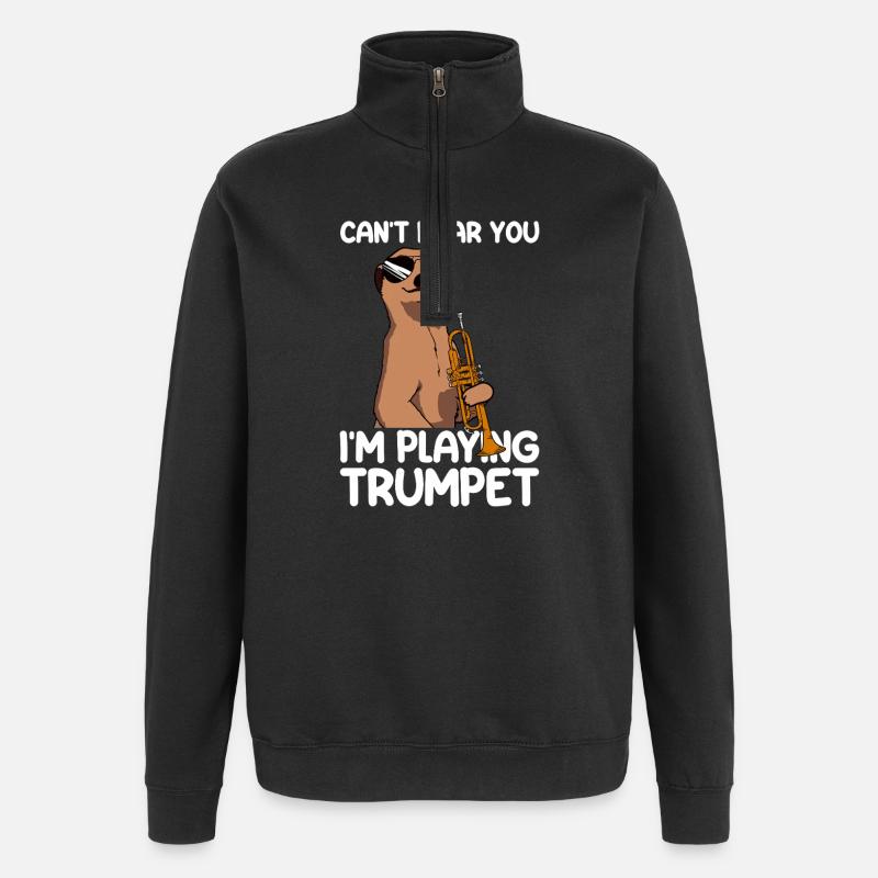 Can't hear you trumpet player - Quarter-Zip Sweatshirt - black