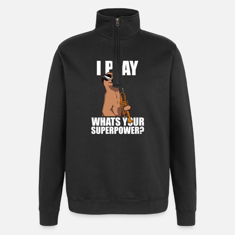 Je joue de la trompette - Sweat à zip 1/4 - noir