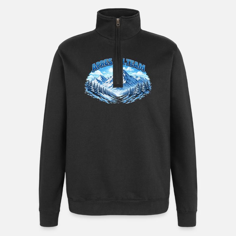 Apres Ski Team Bergpanorama - Quarter-Zip-Sweatshirt - Schwarz
