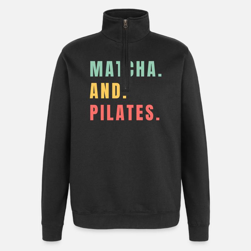 MATCHA ET PILATES - Sweat à zip 1/4 - noir