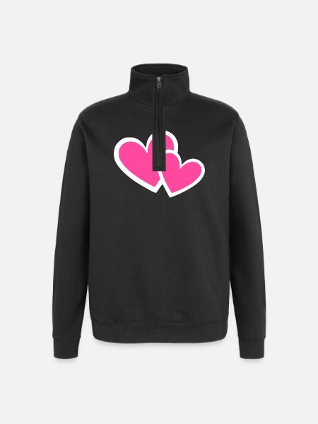 Saint-Valentin Cœur Rose, St.valentin - Sweat à zip 1/4 - noir