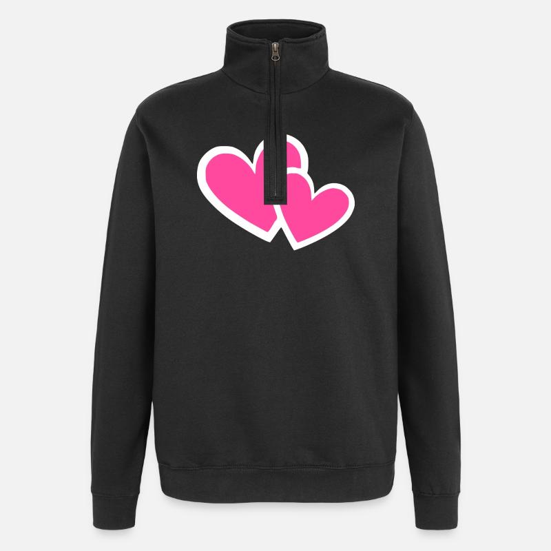 Saint-Valentin Cœur Rose, St.valentin - Sweat à zip 1/4 - noir