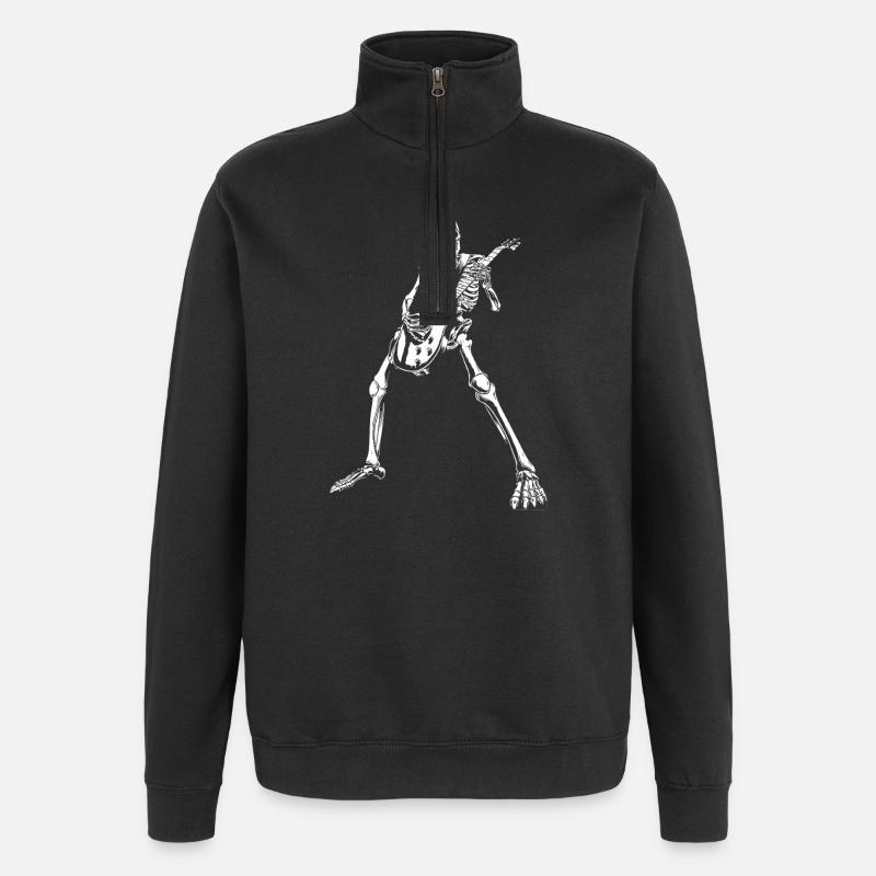 Guitariste squelette Rock Skull Art - Sweat à zip 1/4 - noir