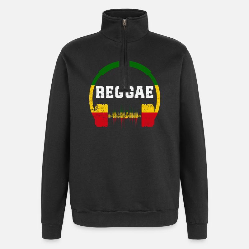 Conception des ondes casques reggae - Sweat à zip 1/4 - noir