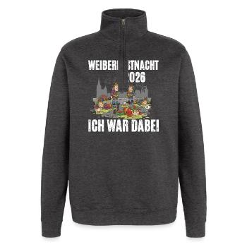 Weiberfastnacht 2026 - Sweat à zip 1/4 - charbon - Devant - AI Model Female 172 light (172cm) & AI Model Male 178 dark (178cm)