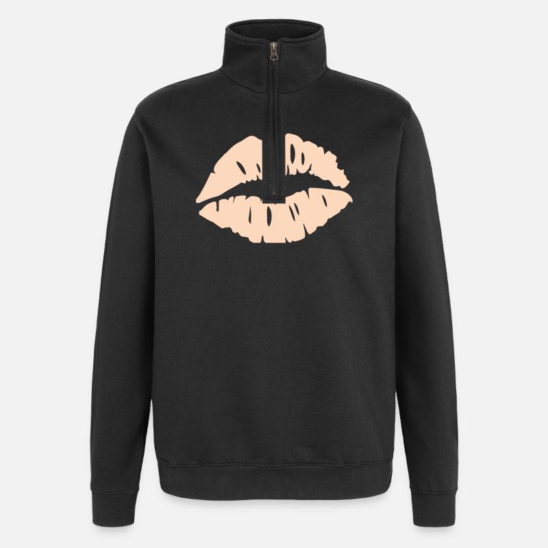 Silhouette des lèvres - Sweat à zip 1/4 - noir