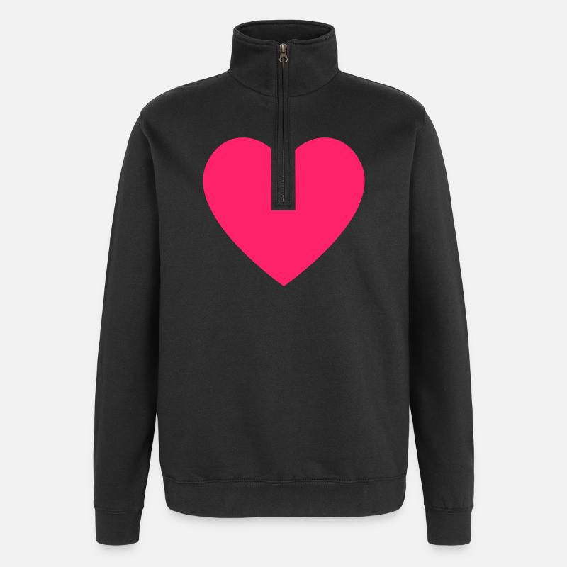  Herz Silhouette - Quarter-Zip-Sweatshirt - Schwarz