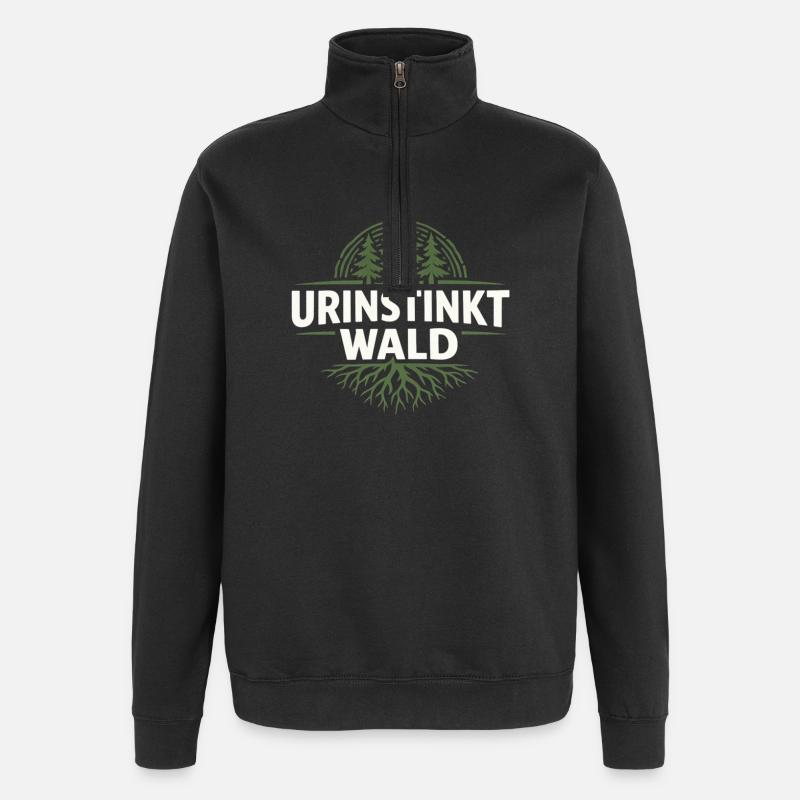 Urinstinkt Wald Emblem - Quarter-Zip-Sweatshirt - Schwarz