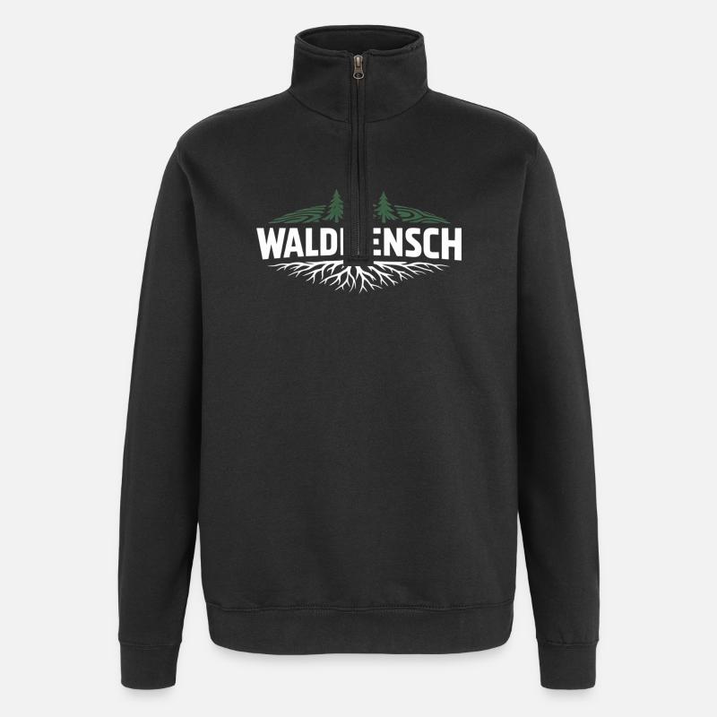 Waldmensch – Connecté à la nature - Sweat à zip 1/4 - noir