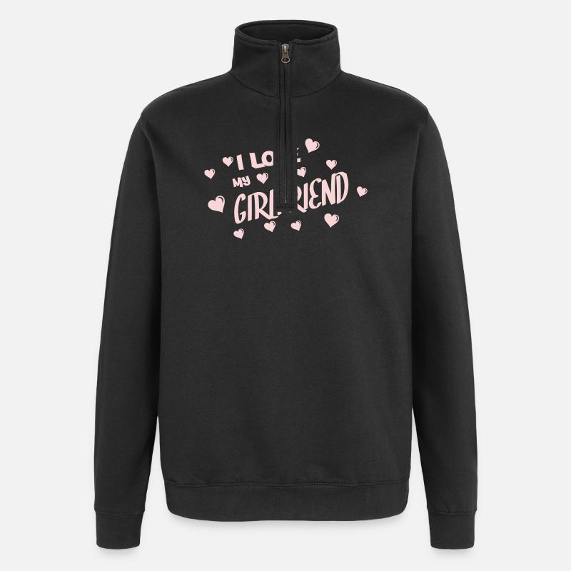 J’aime ma copine - Sweat à zip 1/4 - noir