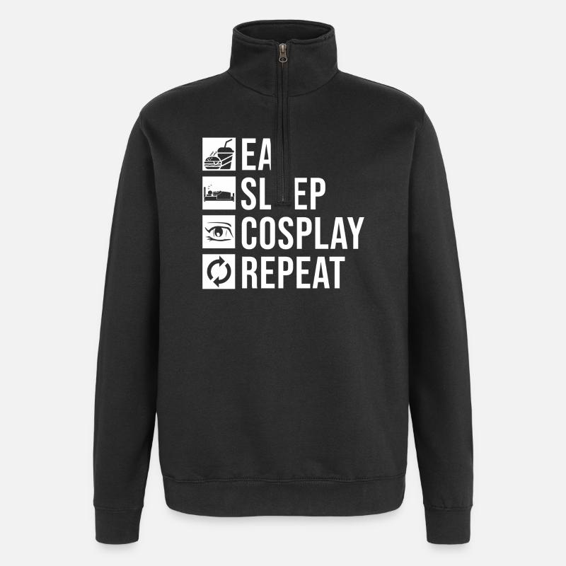 Eat Sleep Cosplay Repeat - Quarter-Zip Sweatshirt - black