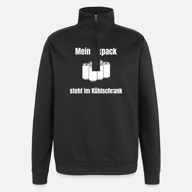 Mein Sixpack? Steht im Kühlschrank! - Quarter-Zip-Sweatshirt - Schwarz