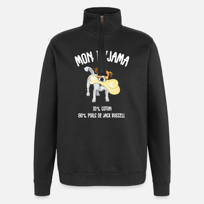 Pyjama Poils Jack Russell Humour - Sweat à zip 1/4 - noir